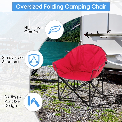 2 PCS Oversized Folding Padded Camping Moon Saucer Chair Bag Outdoor Fishing Red\Navy\ Brown\Grey