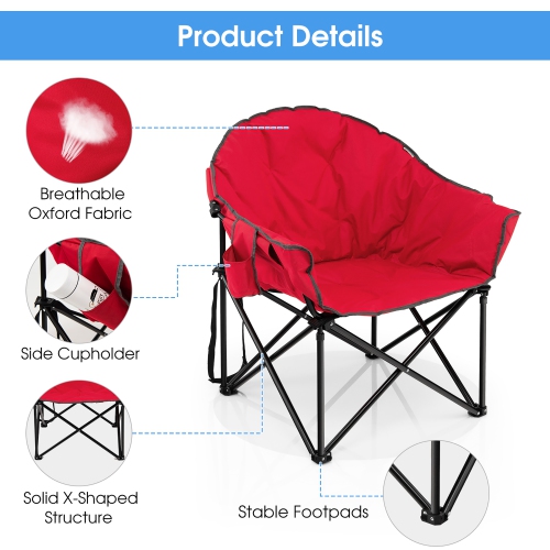 2 PCS Oversized Folding Padded Camping Moon Saucer Chair Bag Outdoor Fishing Red\Navy\ Brown\Grey