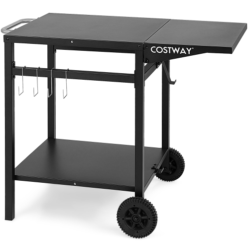 Costway Double-Shelf Movable Dining Cart Table Multifunctional Kitchen Worktable Outdoor