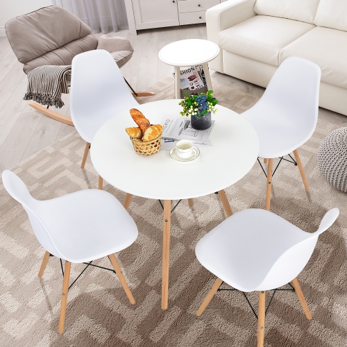 Costway Dining Table Round White Modern Dining Table 31.5" W/Solid Wooden Leg For Kitchen