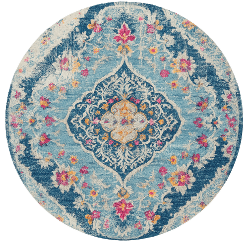 RUG BRANCH  Anara Traditional Floral Medallion Blue/grey Indoor Area Rug