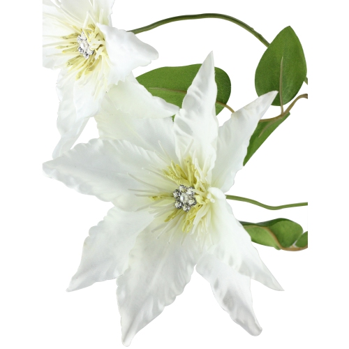 Two-tone Jeweled Clematis Artificial Floral Spray - 20" - White