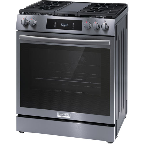 Frigidaire Gallery 30" 6.1 Cu. Ft. 5-Burner Freestanding Gas Range - Smudge-Proof Black Stainless Steel