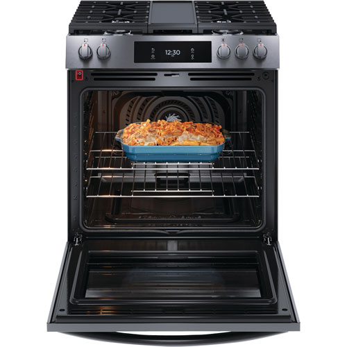 Frigidaire Gallery 30" 6.1 Cu. Ft. 5-Burner Freestanding Gas Range - Smudge-Proof Black Stainless Steel