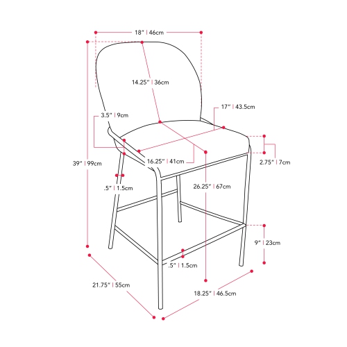 CorLiving Blakeley Light Grey Counter Height Barstool