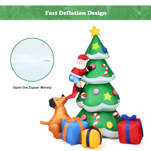 Gymax 7ft Inflatable Christmas Tree Santa Gift Boxes Decoration w/ LED Lights