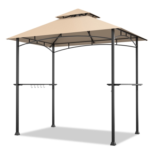 Gymax 8' x 5' BBQ Grill Gazebo 2-Tier Barbecue Canopy Vented Top Shelves Shelter