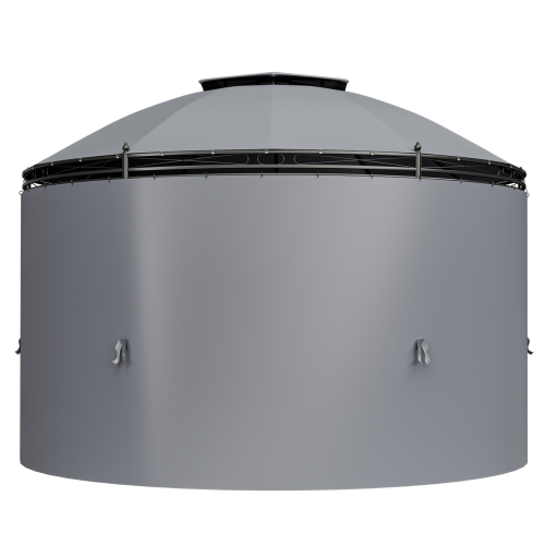 Gymax 11.5' Outdoor Patio Round Dome Gazebo Canopy Shelter Double Roof Steel Gray