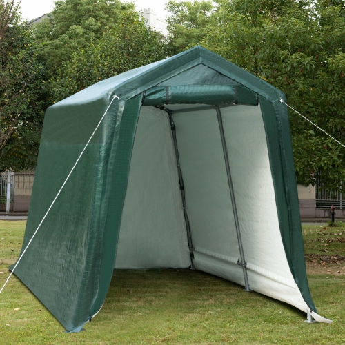 Gymax 7'x12' Patio Tent Carport Storage Shelter Shed Car Canopy Heavy Duty Green