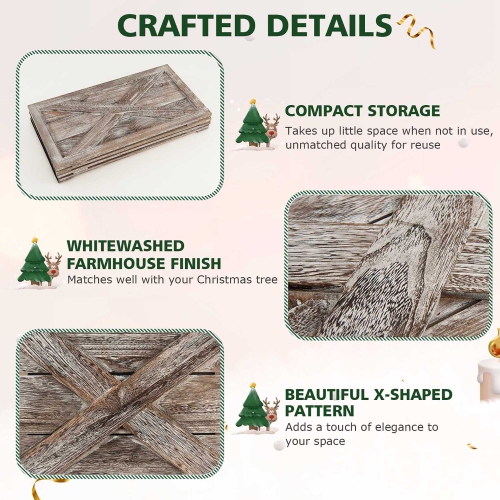 Gymax 37 x 27 inches Solid Wooden Christmas Tree Box w/ Hook & Loop Fasteners