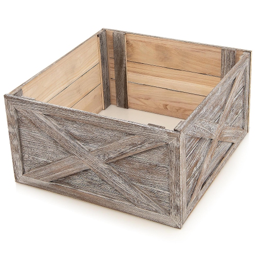 Gymax 37 x 27 inches Solid Wooden Christmas Tree Box w/ Hook & Loop Fasteners