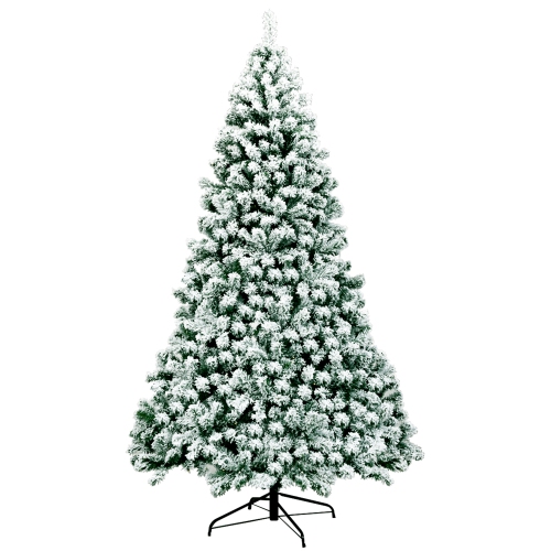 Gymax 7.5ft Pre-lit Snow Flocked Christmas Tree Hinged Pine Tree Holiday Decoration