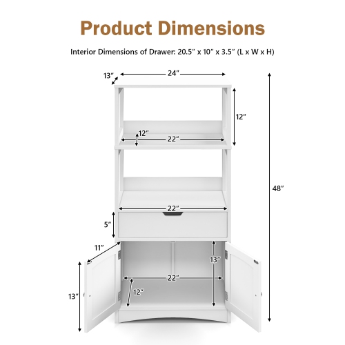 Gymax Bathroom Storage Cabinet w/Drawer Shelf Cupboard Floor Cabinet