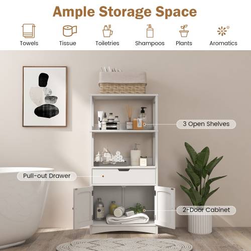Gymax Bathroom Storage Cabinet w/Drawer Shelf Cupboard Floor Cabinet
