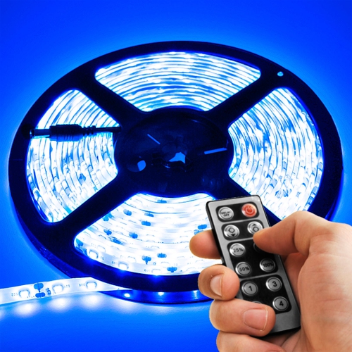 3.3' Feet Blue 60 LEDs Bright Light Remote Control Dimmer Kit SMD3528 110V Plug - LED Strip Lighting Reading Strip Night Lamp Bulb Accent Waterproof