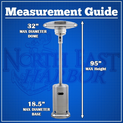 North East Harbor Outdoor Patio Standup Heater Cover, Fits Heaters with up to 18.5" Inch Base and 32" Inch Dome Top, Grey & Black