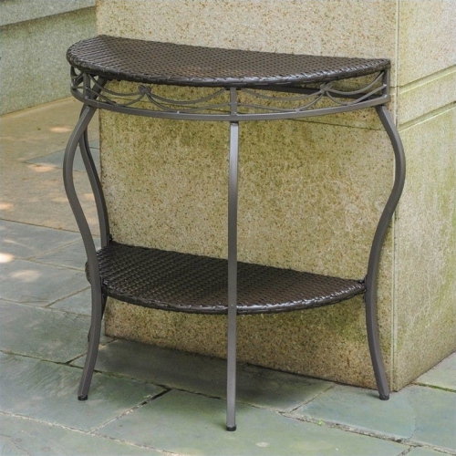 PEMBERLY ROW  Half Moon Patio Table In Chocolate