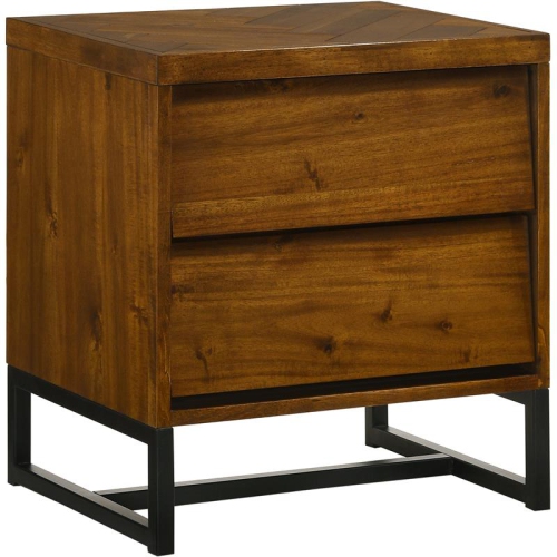 MERIDIAN FURNITURE  Reed Brown Antique Coffee Wooden Nightstand