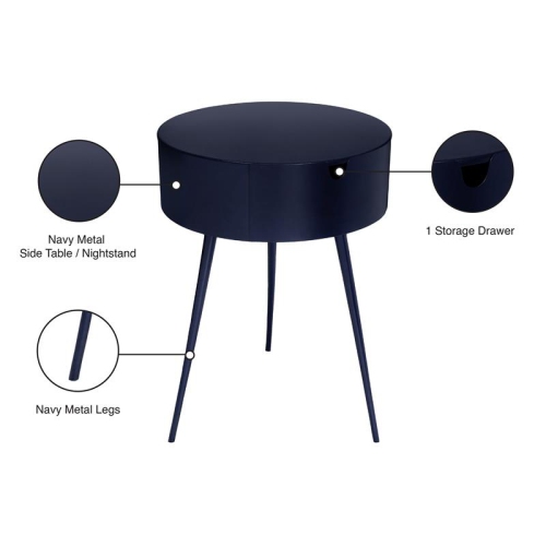 Meridian Furniture Bali Navy Metal Nightstand