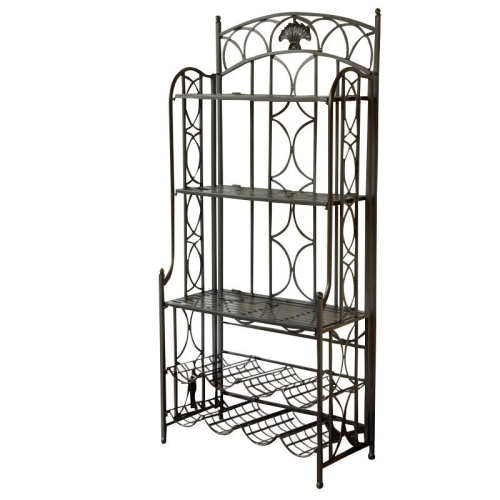 PEMBERLY ROW  Iron Bakers Wine Rack In Antique In Black