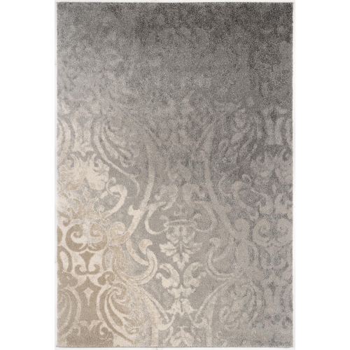 RUG BRANCH  Adrian Transitional Distressed Damask Grey/beige Indoor Area Rug