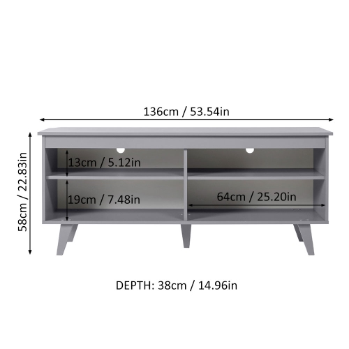 Madesa TV Stand Entertainment Center with 4 Shelves and Cable Management for 50, 55 Inch Media Storage Living Room and Bedroom Modern Wooden