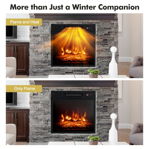 Gymax 58'' Fireplace TV Stand W/18'' 1400W Electric Fireplace up to 65'' Black