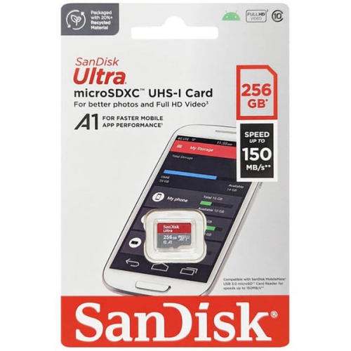 SanDisk Ultra 256GB microSDXC UHS-I Memory Card 150MB/s Micro SD Card SDSQUAC-256G