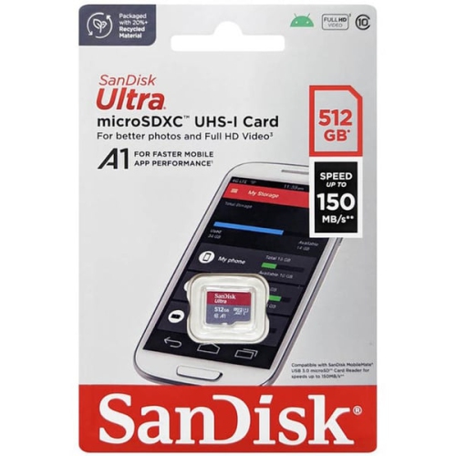 SanDisk Ultra 512GB microSDXC UHS-I Memory Card 150MB/s Micro SD Card SDSQUAC-512G