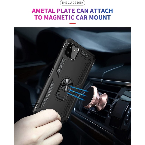 【CSmart】 Anti-Drop Hybrid Magnetic Hard Kickstand Case Cover with Ring Holder for Samsung Galaxy A22 5G, Rose Gold
