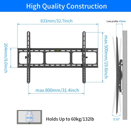 AMER 40" - 100" Tilting Flat Panel Wall Mount