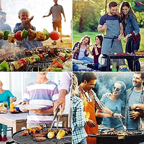 Lot de 6 brochettes de barbecue en acier inoxydable réutilisables pour barbecue, cocktail, brochette, essentiels de fête, 21 cm