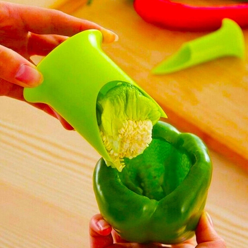 2 in 1 Vegetable Seed Remover Pepper Chilli Tomato Cutter Corer Slicer Creative Pepper Corer Slicer Corer Slicer Tool