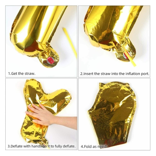 Gold Hanging Happy Birthday Balloons Banner for Party Decorations