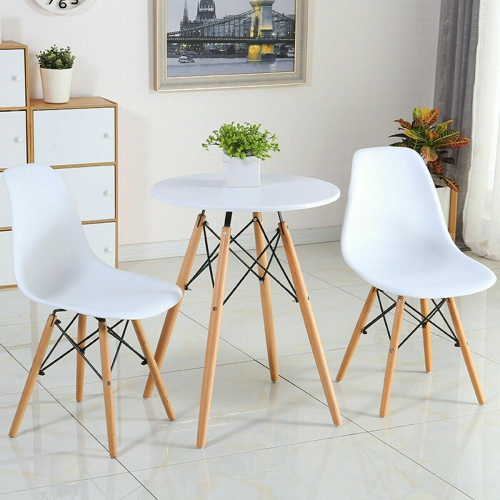Gymax Set of 2 Dining Chairs Mid Century Modern Wooden Legs Kitchen Living Room