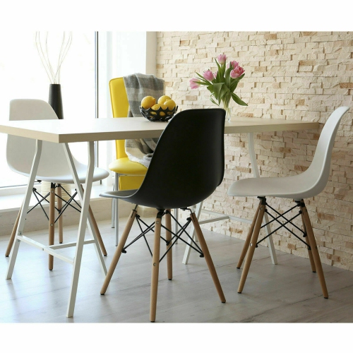 Gymax Set of 2 Dining Chairs Mid Century Modern Wooden Legs Kitchen Living Room