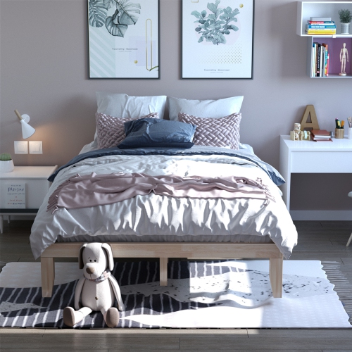 Gymax 14'' Queen Size Wooden Platform Bed Frame w/ Strong Slat Support