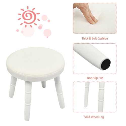 Gymax Vanity Makeup Table & Chair Set Make Up Stool Play Set for Children White