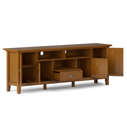 Simpli Home Redmond Wood 72" Transitional TV Media Stand in Light Golden Brown For TVs up to 80"