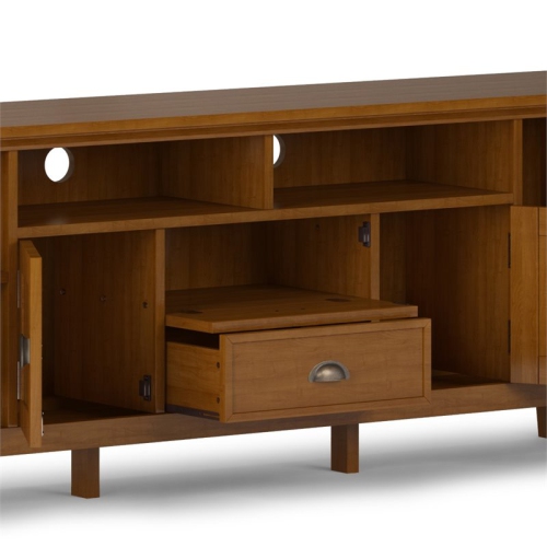 Simpli Home Redmond Wood 72" Transitional TV Media Stand in Light Golden Brown For TVs up to 80"