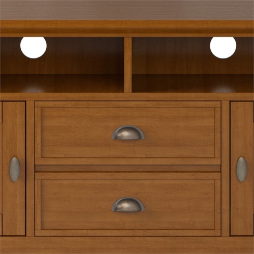 Simpli Home Redmond Wood 72" Transitional TV Media Stand in Light Golden Brown For TVs up to 80"