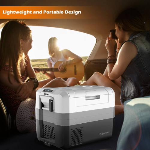 Réfrigérateur Portable à Compression de 55 L, Glacière Éléctrique de 100-240V/12V/24V, Réfrigérateur de Voiture avec Porte à Deux Voies, -26℃ à +