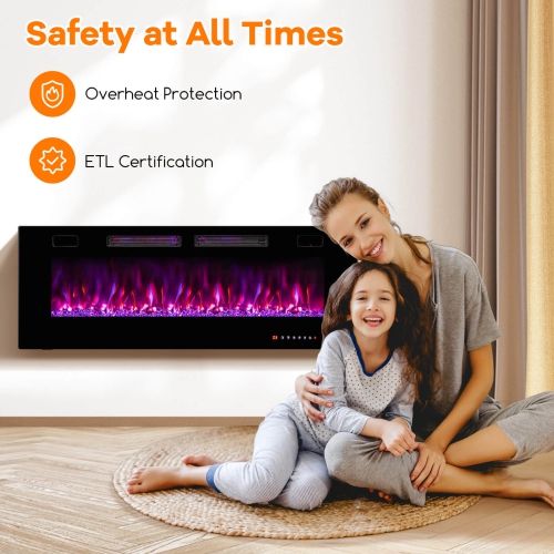 Radiateur électrique encastré et mural ultramince de 50 po de Costway