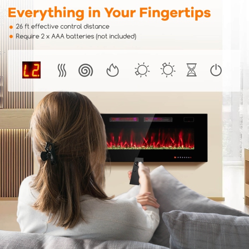 Radiateur électrique encastré et mural ultramince de 50 po de Costway