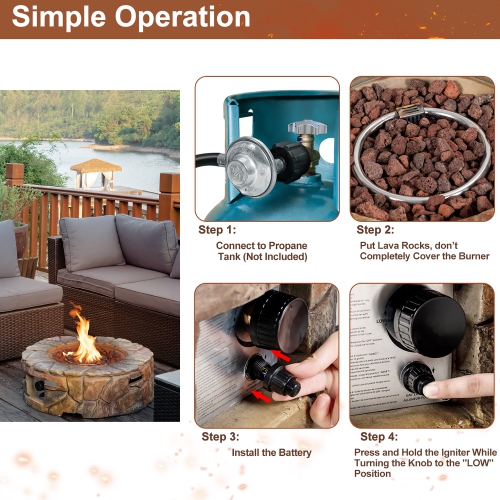 Costway 7PCS Patio Rattan Wicker Furniture Set Gas Fire Pit Table Sofa Cushion