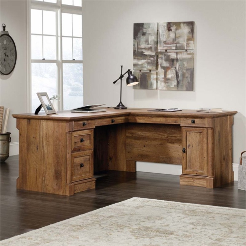 BOWERY HILL  Contemporary Wood L-Shape Computer Desk In Vintage Oak