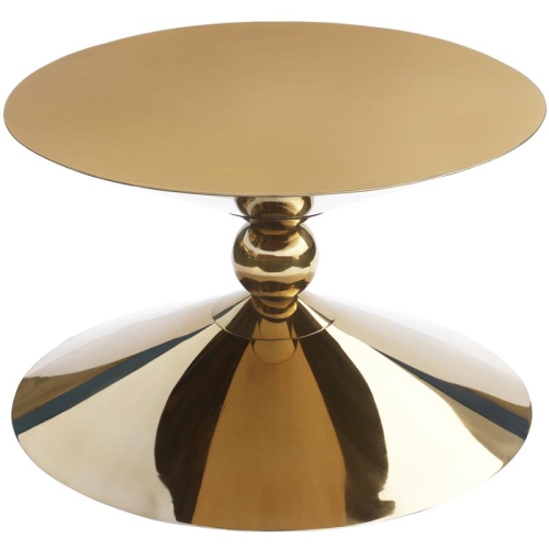 Meridian Furniture Malia Gold Metal Hourglass Shaped Coffee Table