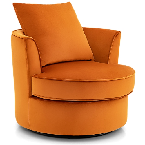 Costway Modern 360° Swivel Barrel Chair Accent Round Club Chair No Assembly Lint Orange