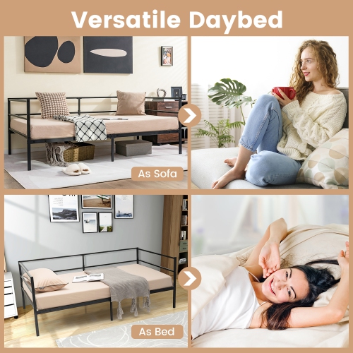 Costway Twin Daybed Sofa Bed Frame Metal Platform with Headboard for Guest Living Room