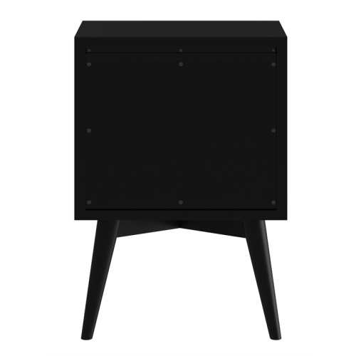 Alpine Furniture Flynn Mid Century Modern Wood 2 Drawer Nightstand in Black